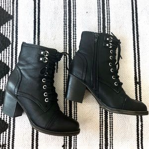 Black Lace-Up Booties